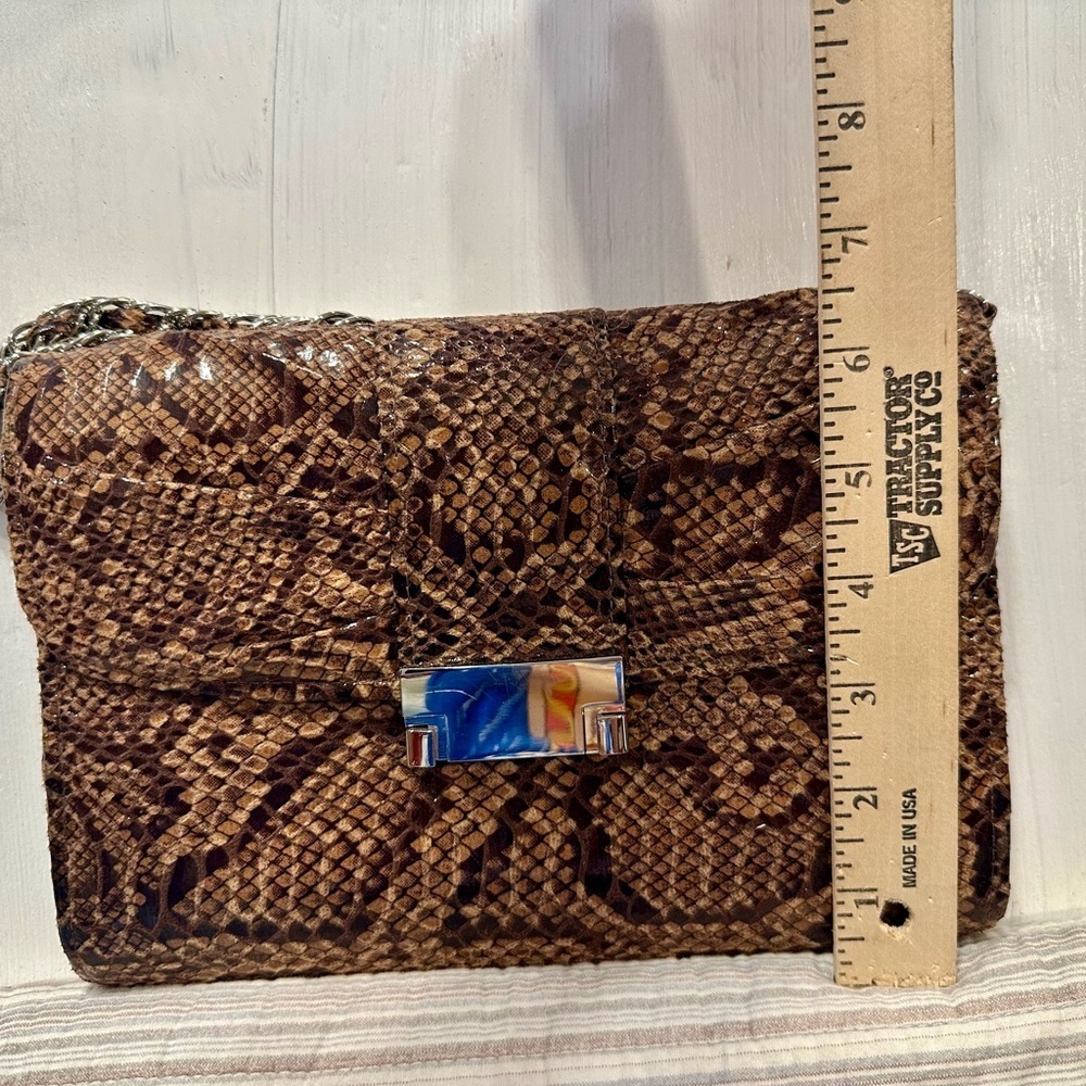 Jessica McClintock Faux Snakeskin Evening Clutch Shoulder Bag Chain Strap - Picture 3 of 10